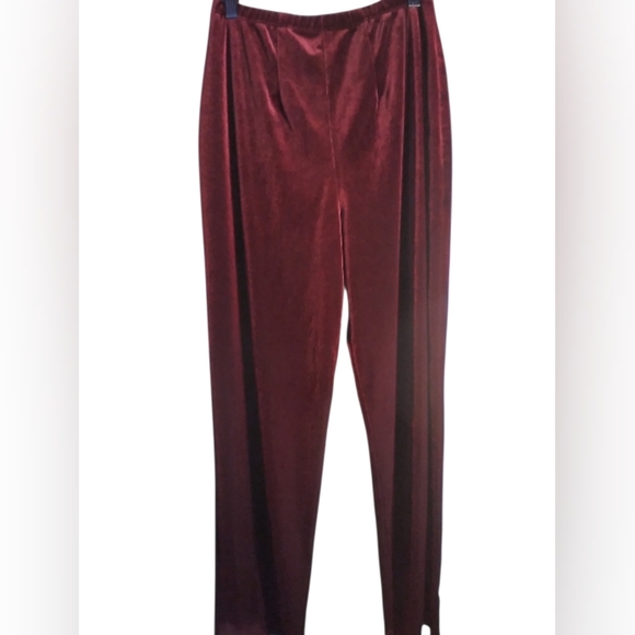 Chico's Pants - Chico Velvet Burgundy Pull On Pants Flowy Stretch Waist Size S Boho Hippie